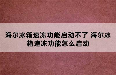 海尔冰箱速冻功能启动不了 海尔冰箱速冻功能怎么启动